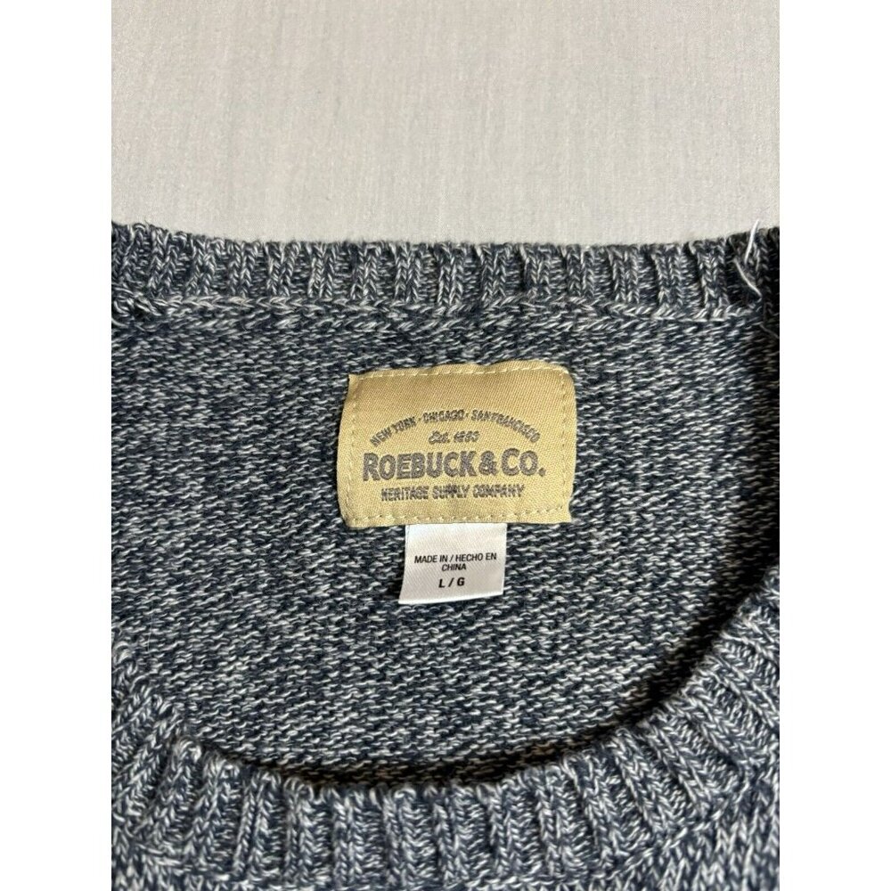 Vintage Sears Roebuck & Co blue Crewneck Holiday sweater red snowflakes Mens L - Picture 6 of 6